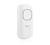 Byron DBY-25930 - Pulsador de timbre inalámbrico para una segunda entrada, alcance de 200 m, manilla de puerta plana, indicador de batería baja, color blanco