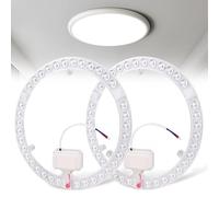 BYZESTY Anillo LED de 36 W - 2 Piezas Redondo con Soporte Magnético, Ø 23 cm, Blanco 6000 K, para Lámparas de Techo Placa Reequipada