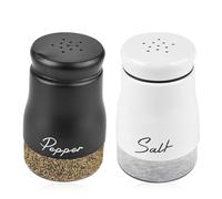 BYZESTY - Salero y pimentero de acero inoxidable, 120 ml, salero y pimentero de acero inoxidable, juego de salero y pimentero de acero inoxidable para casa, cocina, especias camping(negro y blanco)