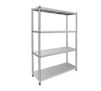 BZYFJB Estantería de cocina de acero inoxidable para cargas pesadas, 120 x 40 x 150 cm, 4 estantes de acero inoxidable para uso comercial y doméstico, con capas antideslizantes y estructura modular