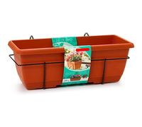 C.A | Jardinera Balconera 40 - 60 cm | Con Plato Integrado y Soporte Metálico | Plástico Resistente | Para Balcón y Terraza