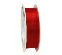C.E. Pattberg Präsent 4-Seasons - Rollo de lazo con alambre (organza, 25 mm x 25 m), color rojo
