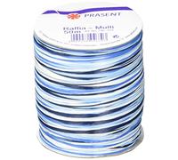 C.E. PATTBERG PRÄSENT Cinta regalo de rafia multicolor azul-blanco-crema, 50 m cinta decorativa para envolver regalos, para decoración y manualidades versátiles y creativas