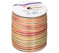 C.E. PATTBERG PRÄSENT Cinta regalo de rafia multicolor naranja-verde-marrón, 50 m cinta decorativa para envolver regalos, para decoración y manualidades versátiles y creativas