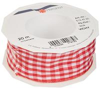 C.E. Pattberg Präsent - Rollo de cinta con alambre (tafetán, 40 mm x 20 m), diseño de cuadros, color rojo y blanco
