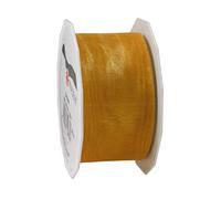 C.E. PATTBERG SHEER Cinta regalo de organza color oro, 25 m cinta decorativa para envolver regalos, 40 mm de ancho, cinta para decoración y manualidades versátiles y creativas