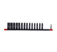 C.K Tools Vorteck CK T4665 - Juego de llaves de vaso de impacto de 1/4 pulgadas, 15 piezas métricas de acero CR-MO de 4 mm a 15 mm con riel magnético de aluminio y adaptador hexagonal a cuadrado para