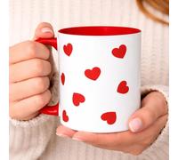 C&P taza corazones blanco brillo con asa e inteior rojo 350 ML (Asa Roja)