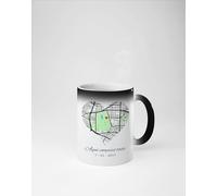 C&P Taza magica mapa del amor donde empezo todo, personalizada con tu ubicacion favorita, 350 ML (CORAZON COLOR)