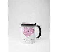 C&P Taza magica mapa del amor donde empezo todo, personalizada con tu ubicacion favorita, 350 ML (CORAZON ROSA)