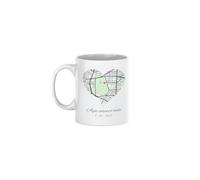 C&P Taza mapa del amor donde empezo todo, personalizada con tu ubicacion favorita, en color blanco brillo 350 ML (CORAZON COLOR)
