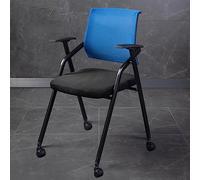 c Sillas de conferencia con ruedas, silla de oficina plegable de malla azul para el hogar, escuela, entrenamiento, salas de espera, sillón para comodidad