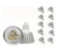 CA Bombilla LED MR16, 3 W, blanco cálido, GU5.3, foco LED MR16 de 12 V y 3 W, apta para iluminación empotrada en riel, equivalente a halógeno de 20 W (paquete de 10)