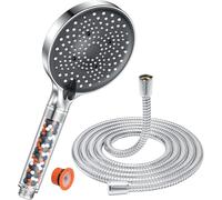 CA Cabezal de ducha con manguera de 1,6 m, cabezal de ducha ahorrador de agua YEAUPE PRO, cabezal de ducha antical grande (⌀130 mm), cabezal de ducha de alta presión con 6 tipos de chorro, cromado