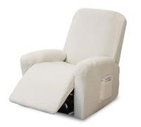 CAAGGMM Funda Elástica para Sillón Reclinable, 4 Piezas Funda de Sofá Elástica Dividida Todo Incluido con Bolsillos, Jacquard Fundas Sillones Relax, para Sofás, Sillones de salón (Beige)