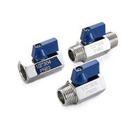 CAAUYXZW 1/8" 1/4" 3/8" 1/2" 3/4" 1" Mini válvula de Bola Rosca Macho Hembra 304 316L Acero Inoxidable con Mango Azul(BSP-Sus 304-FEMALE TO Male,0.75 Inch)