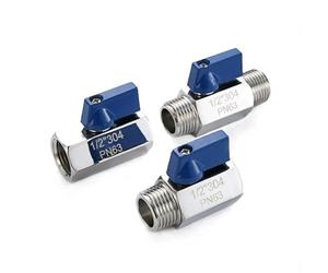 CAAUYXZW 1/8" 1/4" 3/8" 1/2" 3/4" 1" Mini válvula de Bola Rosca Macho Hembra 304 316L Acero Inoxidable con Mango Azul(BSP-Sus 316L-FEMALE TO Male,0.5 Inch)
