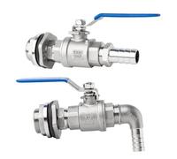 CAAUYXZW Manguera de 6, 10, 12, 14, 20, 25 y 32mm, b 1/2 "3/4" 1 "304, válvula Bola mamparo Acero Inoxidable, Interruptor for Grifo, Tanque Agua, Barril Cerveza(Elbow 90 DEGREE-20MM Barb,1 Inch)
