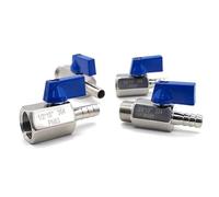 CAAUYXZW Mini válvula de Bola 1/8 ", 1/4", 3/8, 1/2", Adaptador Macho Hilo Femenino Acero Inoxidable 304, Manguera 8/10/12mm b válvulas 2 vías(MALE-12 MM,3/8 Inch)