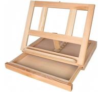 Caballete ajustable en ángulo, maletín de pintura portátil de madera maciza con diseño calado y asa, ideal como caballete de mesa y como caja de almacenamiento para materiales de pintura