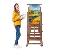 Caballete de estudio para pintar madera maciza artista profesional caballete con ruedas pintura arte soporte, 140-300 cm rango de ajuste de altura, horizontal y vertical
