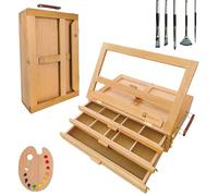 Caballete mesa plegable profesional REMBRANDT, Altura Ajustable lienzos para pintar, Caballete Madera de Haya con 3 cajones para pinturas, atril pintura para adultos, niños, principiantes