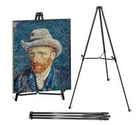 Caballete para exhibición, caballete telescópico de aluminio negro ajustable de 162 cm (64 pulgadas) para pintura, obras de arte, lienzo, pizarra blanca, pósteres, 1 unidad