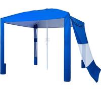 Cabaña para la playa, 2.4 x 2.4 m. Toldo para la playa con pared lateral, protección UPF 50+. Tienda tipo cabaña fácil de montar con bolsas para arena. Parasol portátil de altura ajustable para proteg