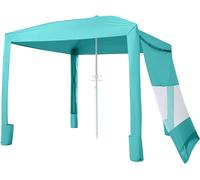 Cabaña para la playa, 2.4 x 2.4 m. Toldo para la playa con pared lateral, protección UPF 50+. Tienda tipo cabaña fácil de montar con bolsas para arena. Parasol portátil de altura ajustable para proteg