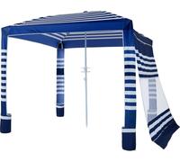 Cabaña para la playa, 2.4 x 2.4 m. Toldo para la playa con pared lateral, protección UPF 50+. Tienda tipo cabaña fácil de montar con bolsas para arena. Parasol portátil con altura ajustable para prote