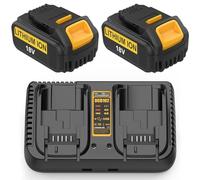 Cabeattee Batería 2X 18V 5000mAh + Cargador para Dew-alt 18V Batería | Compatible con Dew 18V batería DCB184 DCB200 DCB182 DCB180 DCB181