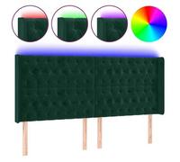 vidaXL Cabecero LED terciopelo verde oscuro 183 x 16 x 118/128 cm