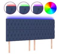 Cabecero Con Luces Led Tela Azul 180x7x118/128 Cm Vidaxl