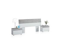 Duehome - Cabecero con mesitas Axel 176 cm x 96,5 cm Artik white - cement gray