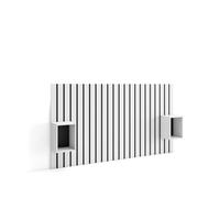 Cabecero con mesitas, listones decorativos, 196x107x3cm, cama de 120,135,140cm, con almacenamiento, estilo moderno, blanco