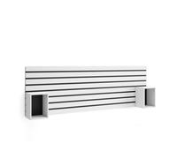 Cabecero con mesitas, listones decorativos, 214x70x3cm, cama de 135,140,150,160cm, con almacenamiento, estilo moderno, blanco