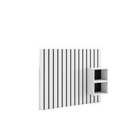 Skraut Home, Cabecero con mesitas, Listones Decorativos, 133x3x107cm, Cama de 80,90,110cm, Varios colores disponibles White