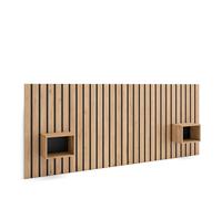 Cabecero con mesitas Skraut Home, Listones Decorativos, 258x107x3cm, Camas de 150,160,180cm, colores disponibles Oak