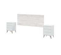 Habitdesign Cabezal + 2 mesitas Sweet 240x116x33,5 cm cama de matrimonio Blanco Artik y Blanco Velho