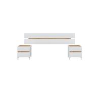Cabecero con mesitas tempus blanco artik (blanco mate) - roble nodi 216 x 47 x 3 cm