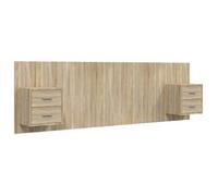 Cabecero De Cama Con Mesitas Madera Contrachapada Roble Sonoma Vidaxl
