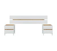 Due-Home Cabecero con 2 mesitas y 4 cajones Modelo Tempus 255x100x34 cm Blanco Artik y Roble Nodi