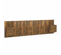Cabecero De Cama Y Mesitas Madera Contrachapada Roble Ahumado Vidaxl