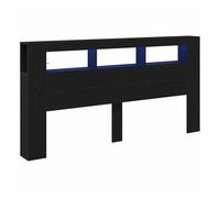 Cabecero led con estante roble negro 200 x 18.5 x 103.5 cm