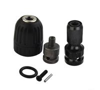 Cabezal de conversión de portabrocas sin llave de 0,8-10 mm con montaje 3/8-24UNF y adaptador de enchufe hexagonal cuadrado de 1/2 a 1/4 para llave eléctrica y herramientas manuales en equipos de