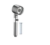 Cabezal De Ducha Cabezal de ducha alta presión ajustable con 3 modos, filtro y cepillo masaje, parada una tecla, accesorios baño(Grey Shower Bracket)