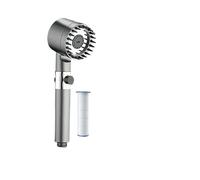 Cabezal de ducha Cabezal de ducha alta presión ajustable con 3 modos, filtro y cepillo masaje, parada una tecla, accesorios baño(Grey)