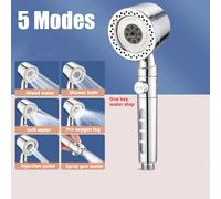 Cabezal de ducha con 5 pulverizadores, cabezal de ducha ABS de alta presión con ahorro de agua, juego de boquillas de ducha de baño resistentes a caídas con botón de parada Orange Shower Head