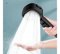 Cabezal de ducha de alta presión, ahorro de agua, 3 modos, ajustable, parada de una tecla, rociador de masaje de agua, accesorios de baño Black with hose