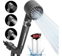 Cabezal de ducha de alta presión, pulverizador ajustable de 3 modos con filtro de cepillo de masaje, grifo de ducha de lluvia, accesorios de baño Cartridge 5PCS